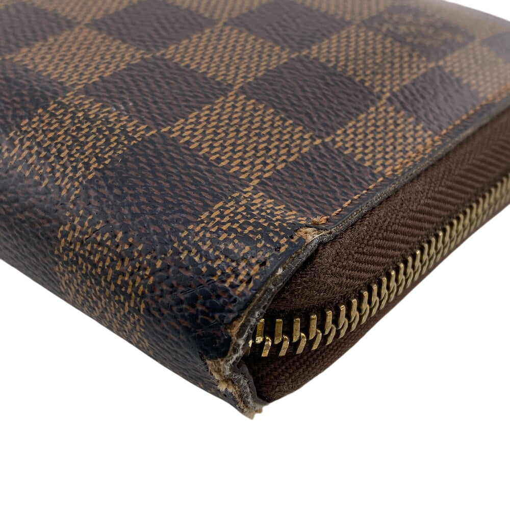 LOUIS VUITTON Long Wallet Purse N60003 leather Brown Damier Ebene Zippy Organizer