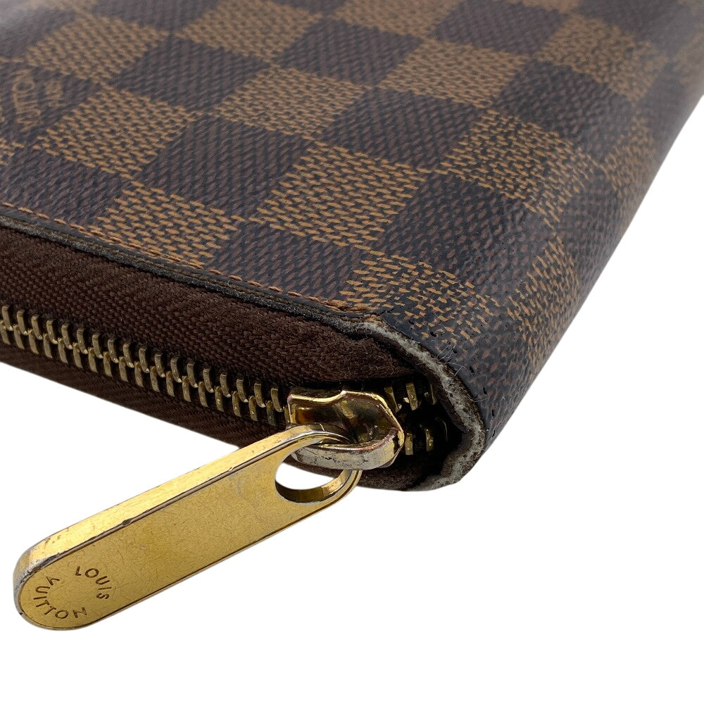 LOUIS VUITTON Long Wallet Purse N60003 leather Brown Damier Ebene Zippy Organizer