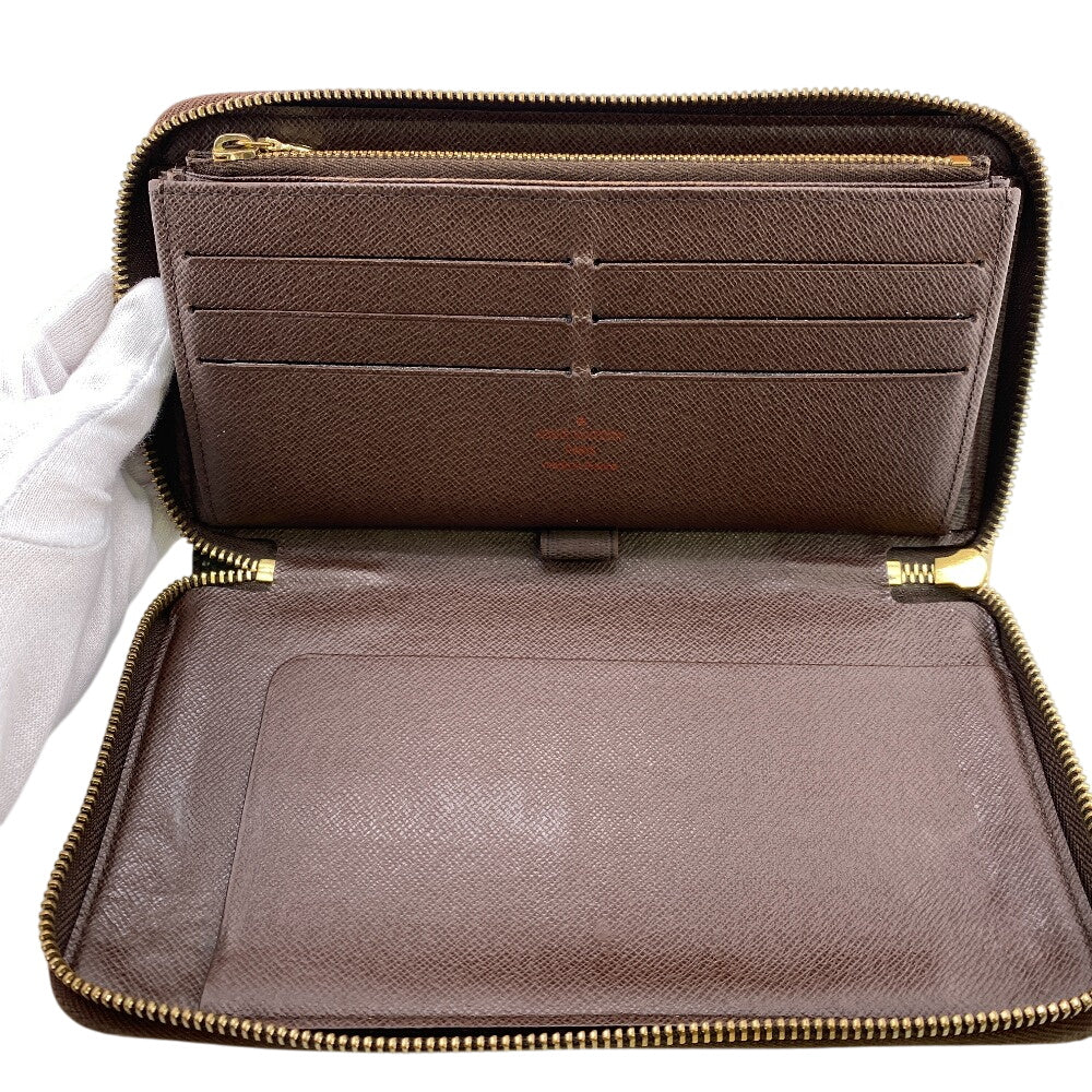 LOUIS VUITTON Long Wallet Purse N60003 leather Brown Damier Ebene Zippy Organizer