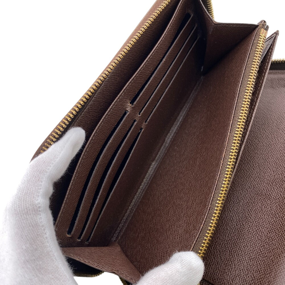 LOUIS VUITTON Long Wallet Purse N60003 leather Brown Damier Ebene Zippy Organizer