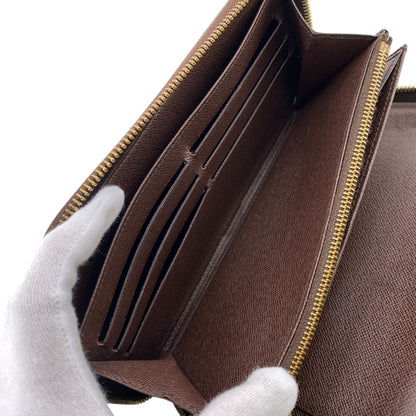 LOUIS VUITTON Long Wallet Purse N60003 leather Brown Damier Ebene Zippy Organizer