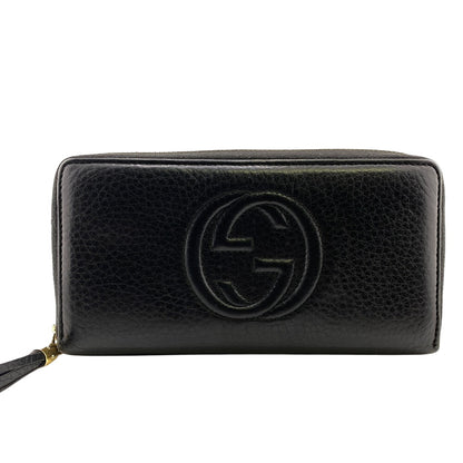 GUCCI Long Wallet Purse 308004 leather black Soho Interlocking G