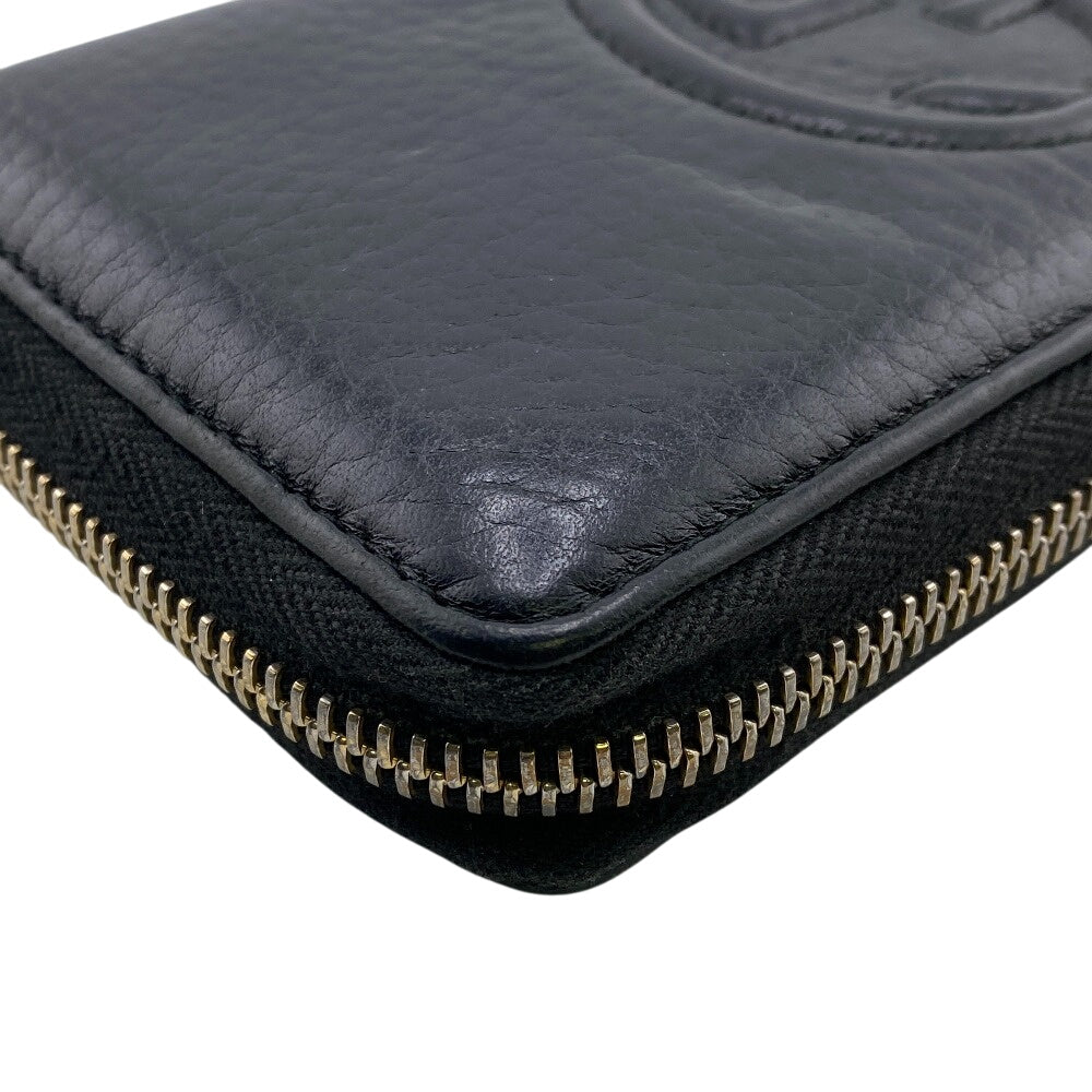 GUCCI Long Wallet Purse 308004 leather black Soho Interlocking G