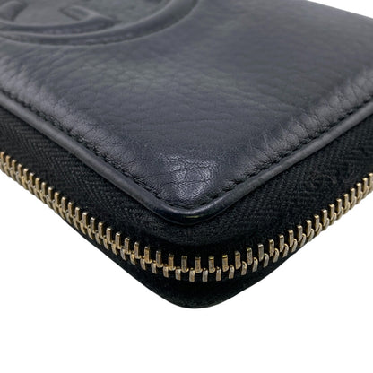 GUCCI Long Wallet Purse 308004 leather black Soho Interlocking G