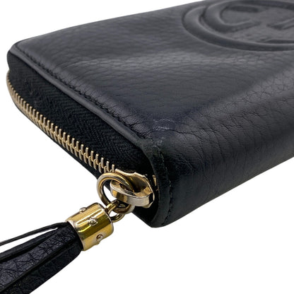 GUCCI Long Wallet Purse 308004 leather black Soho Interlocking G