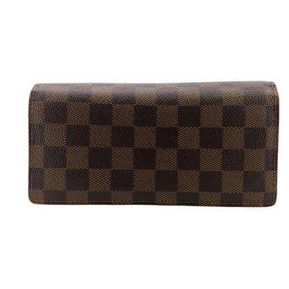 LOUIS VUITTON Long Wallet Purse N60017 leather Brown Damier Ebene Portefeuille Brazza