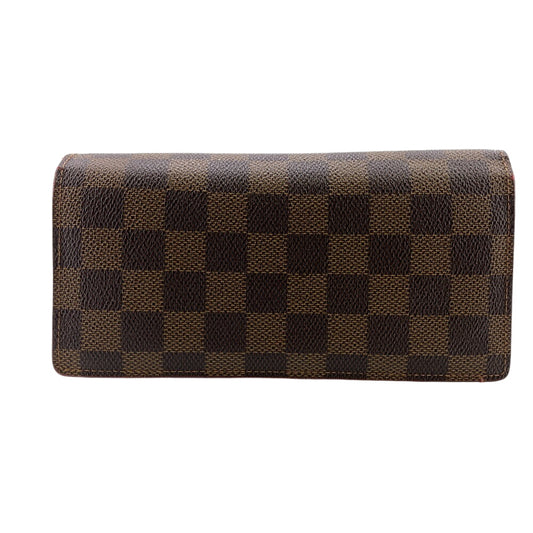 LOUIS VUITTON Long Wallet Purse N60017 leather Brown Damier Ebene Portefeuille Brazza