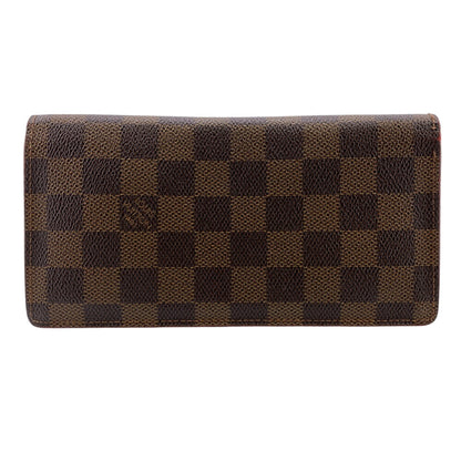 LOUIS VUITTON Long Wallet Purse N60017 leather Brown Damier Ebene Portefeuille Brazza