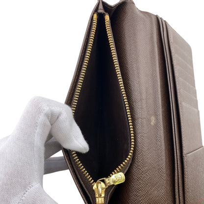 LOUIS VUITTON Long Wallet Purse N60017 leather Brown Damier Ebene Portefeuille Brazza