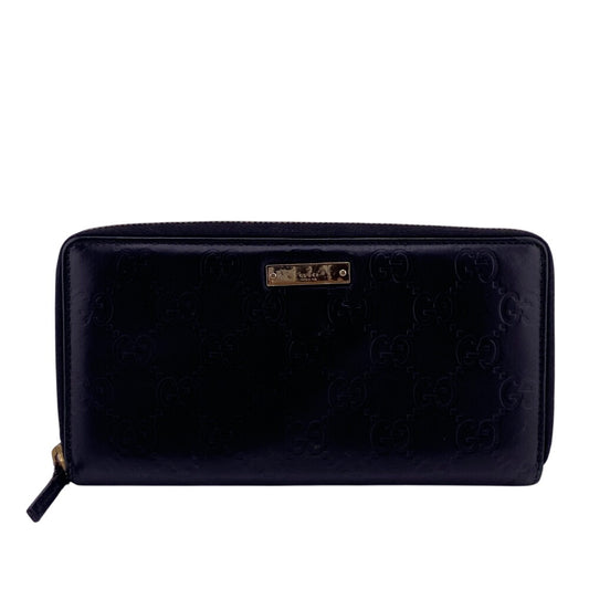 GUCCI Long Wallet Purse 112724・496334 leather black Guccisima