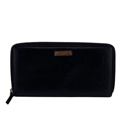 GUCCI Long Wallet Purse 112724・496334 leather black Guccisima