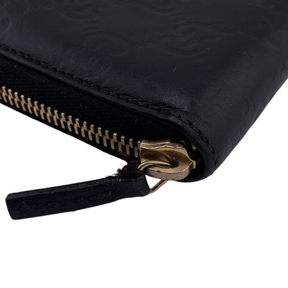 GUCCI Long Wallet Purse 112724・496334 leather black Guccisima