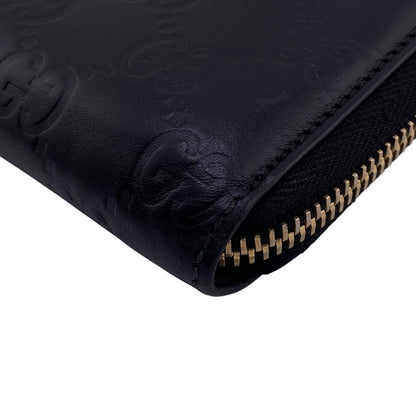 GUCCI Long Wallet Purse 112724・496334 leather black Guccisima