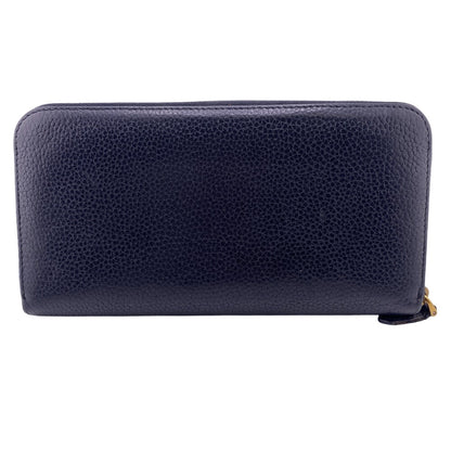PRADA Long Wallet Purse 1ML506 leather black Safiano Round zipper