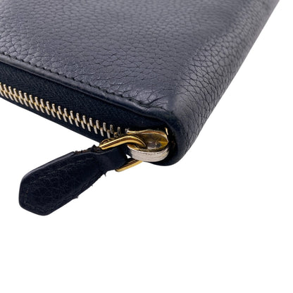 PRADA Long Wallet Purse 1ML506 leather black Safiano Round zipper
