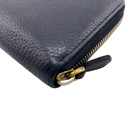 PRADA Long Wallet Purse 1ML506 leather black Safiano Round zipper