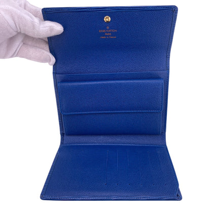 LOUIS VUITTON Tri-fold wallet M63715 leather blue Epi Porte TresorEtui Papie