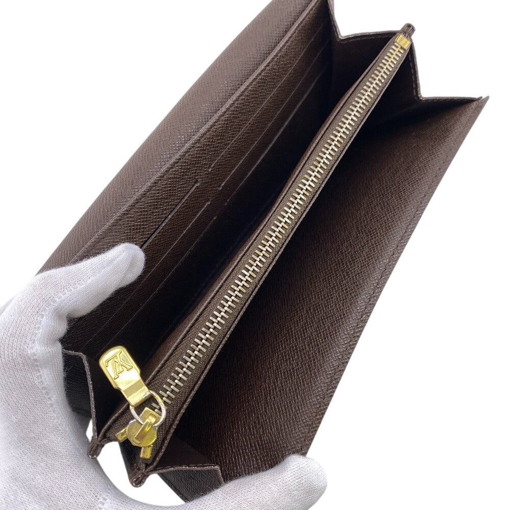 LOUIS VUITTON Long Wallet Purse N61726 leather Brown Damier Ebene Portefeuille Sara