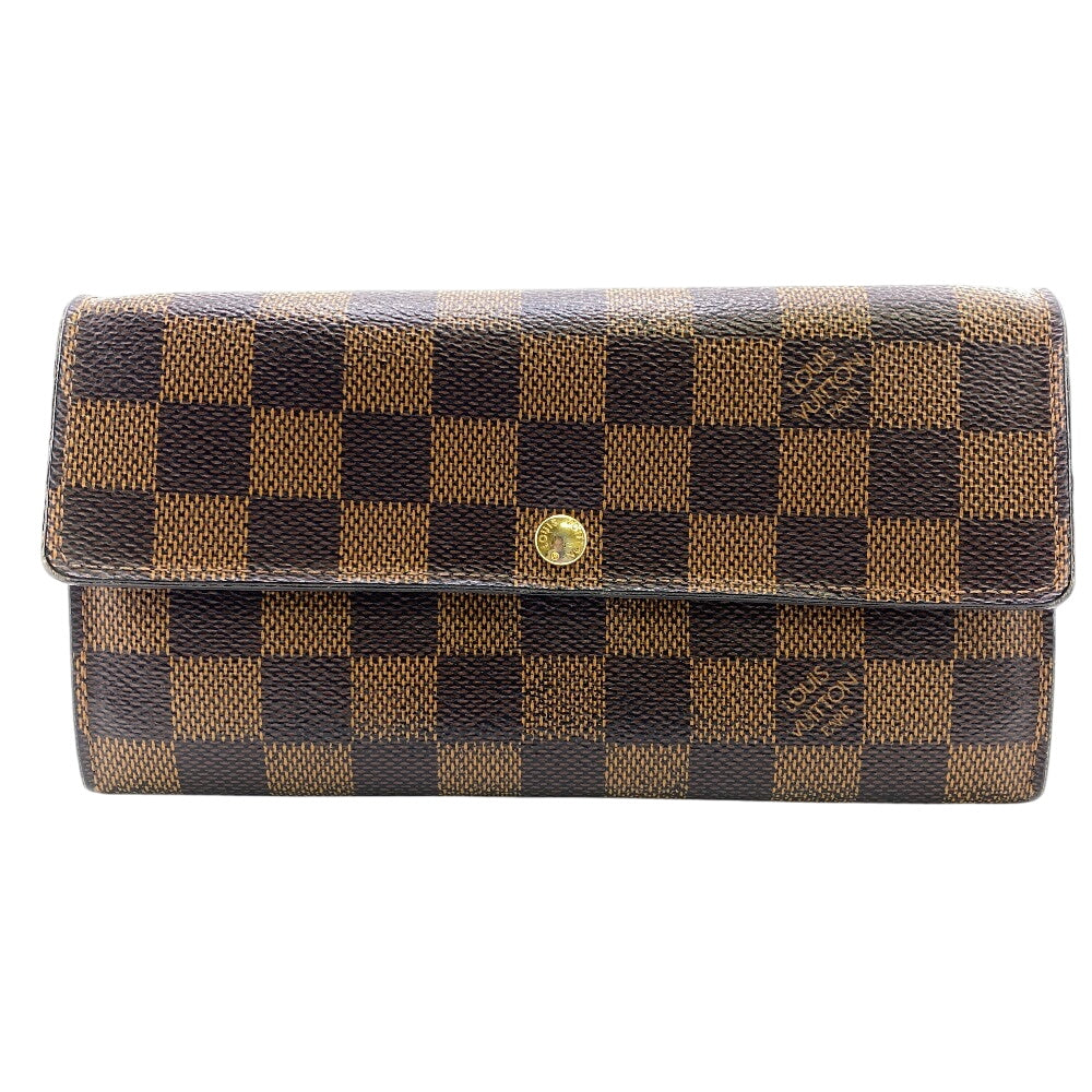 LOUIS VUITTON Long Wallet Purse N61726 leather Brown Damier Ebene Portefeuille Sara