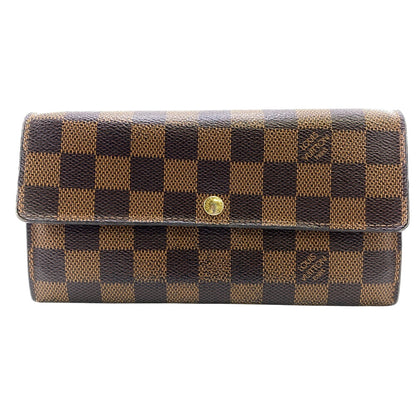 LOUIS VUITTON Long Wallet Purse N61726 leather Brown Damier Ebene Portefeuille Sara