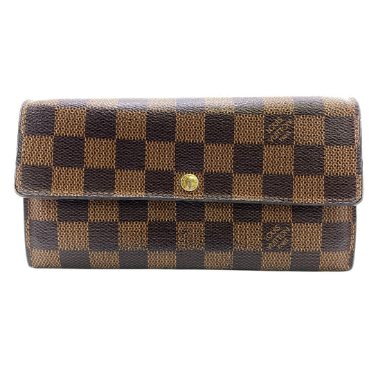 LOUIS VUITTON Long Wallet Purse N61726 leather Brown Damier Ebene Portefeuille Sara