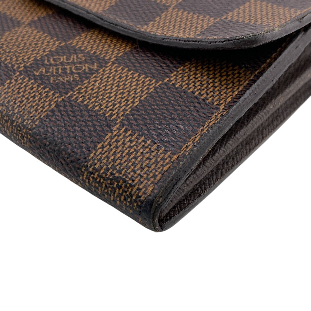 LOUIS VUITTON Long Wallet Purse N61726 leather Brown Damier Ebene Portefeuille Sara