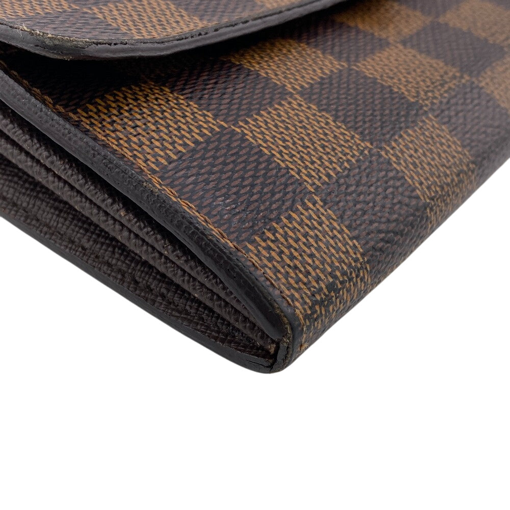 LOUIS VUITTON Long Wallet Purse N61726 leather Brown Damier Ebene Portefeuille Sara
