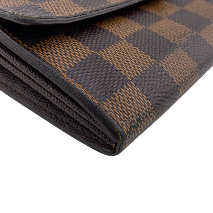 LOUIS VUITTON Long Wallet Purse N61726 leather Brown Damier Ebene Portefeuille Sara