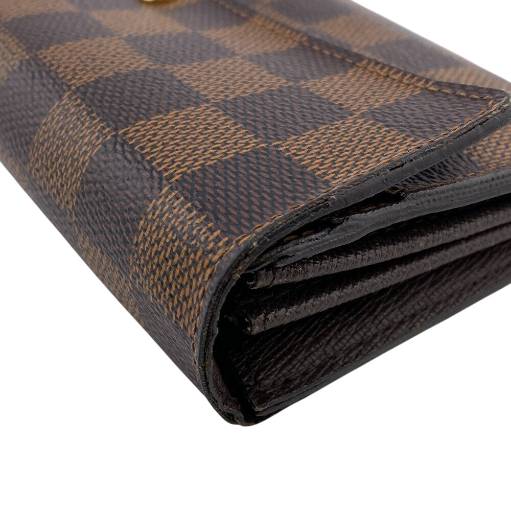 LOUIS VUITTON Long Wallet Purse N61726 leather Brown Damier Ebene Portefeuille Sara