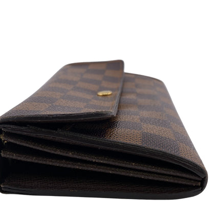 LOUIS VUITTON Long Wallet Purse N61726 leather Brown Damier Ebene Portefeuille Sara