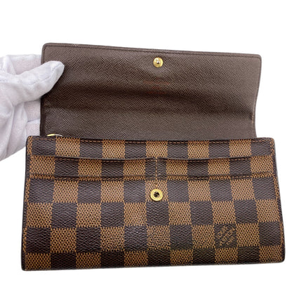 LOUIS VUITTON Long Wallet Purse N61726 leather Brown Damier Ebene Portefeuille Sara