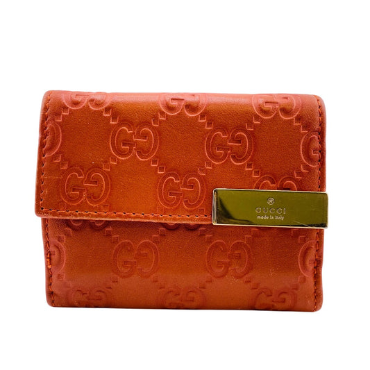 GUCCI Tri-fold wallet 261502 leather Orange Guccisima