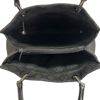 GUCCI Tote Bag 002 1010 Nylon black Bamboo GG pattern
