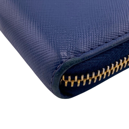 PRADA Long Wallet Purse 1M0506 leather blue Safiano Round zip