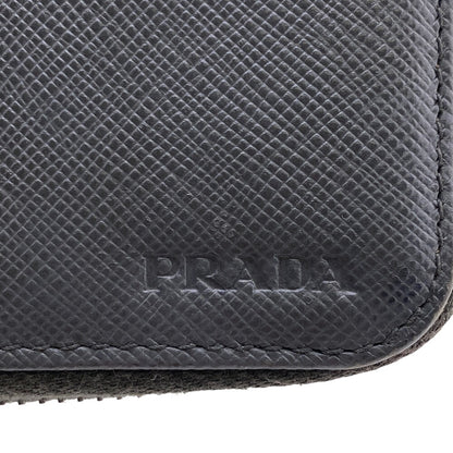 PRADA Long Wallet Purse Leather, Saffiano gray