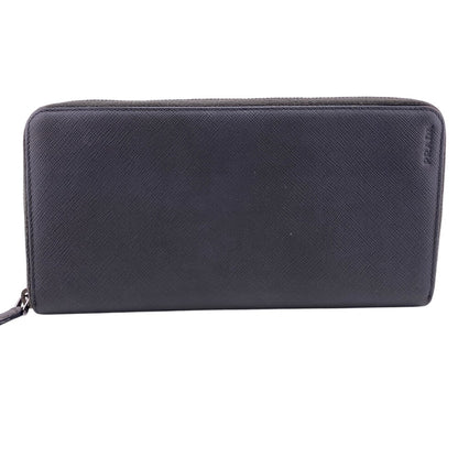 PRADA Long Wallet Purse Leather, Saffiano gray