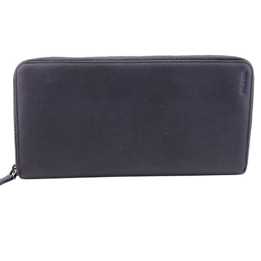 PRADA Long Wallet Purse Leather, Saffiano gray