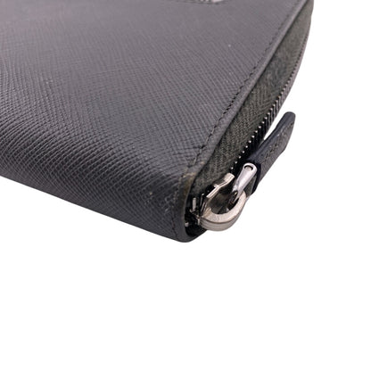 PRADA Long Wallet Purse Leather, Saffiano gray