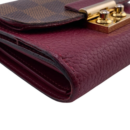 LOUIS VUITTON Tri-fold wallet M60216 leather Red Damier Portefeuille Croisette Compact
