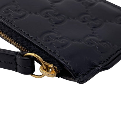 GUCCI Coin case 447964 leather black GG Shima