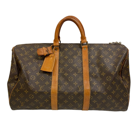 LOUIS VUITTON Boston Duffel bag Monogram, Tanned Leather Brown Monogram Keepall bandouliere50