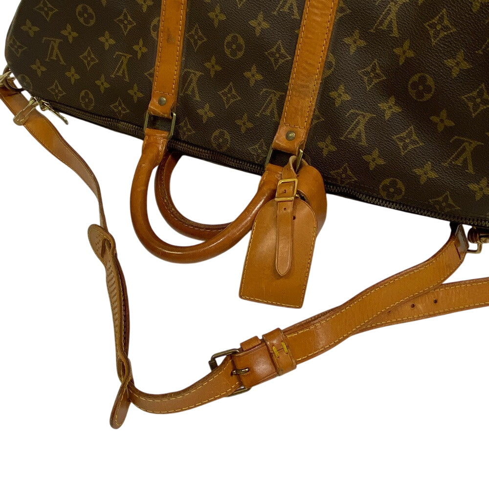 LOUIS VUITTON Boston Duffel bag Monogram, Tanned Leather Brown Monogram Keepall bandouliere50