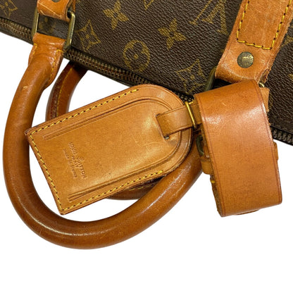 LOUIS VUITTON Boston Duffel bag Monogram, Tanned Leather Brown Monogram Keepall bandouliere50