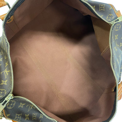 LOUIS VUITTON Boston Duffel bag Monogram, Tanned Leather Brown Monogram Keepall bandouliere50