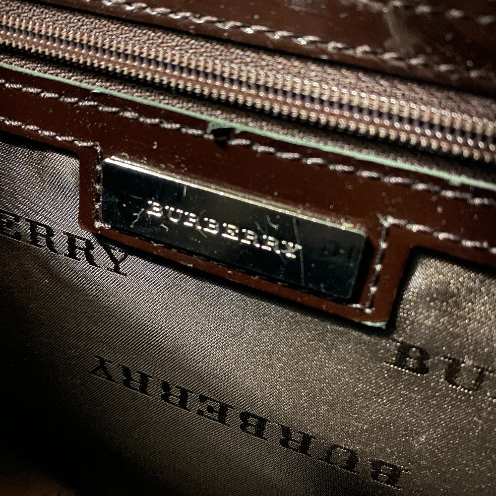 BURBERRY Handbag enamel Brown Embossed Check
