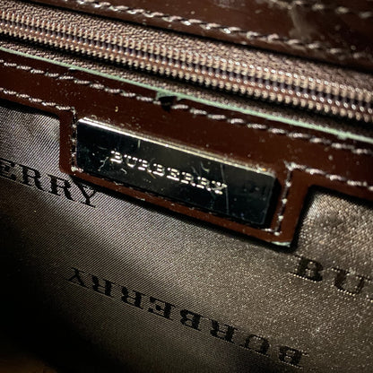BURBERRY Handbag enamel Brown Embossed Check