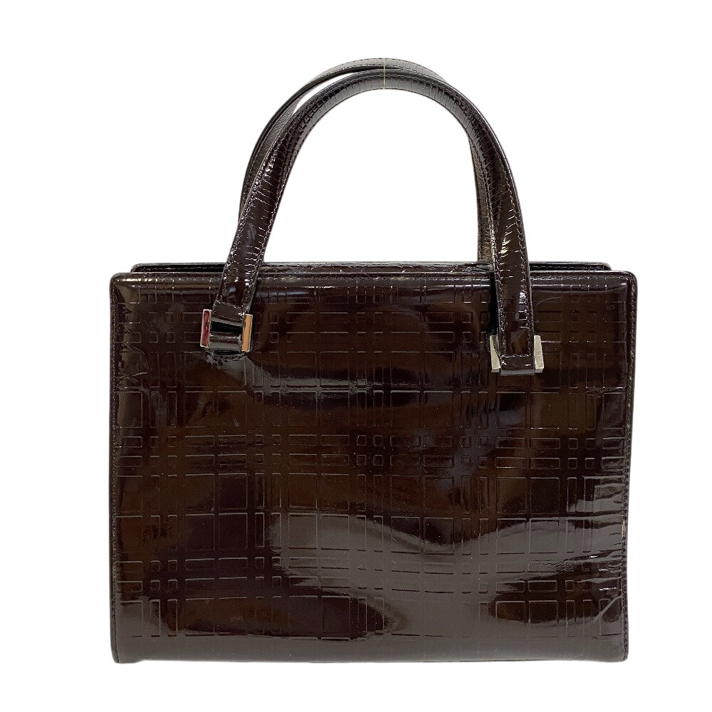 BURBERRY Handbag enamel Brown Embossed Check