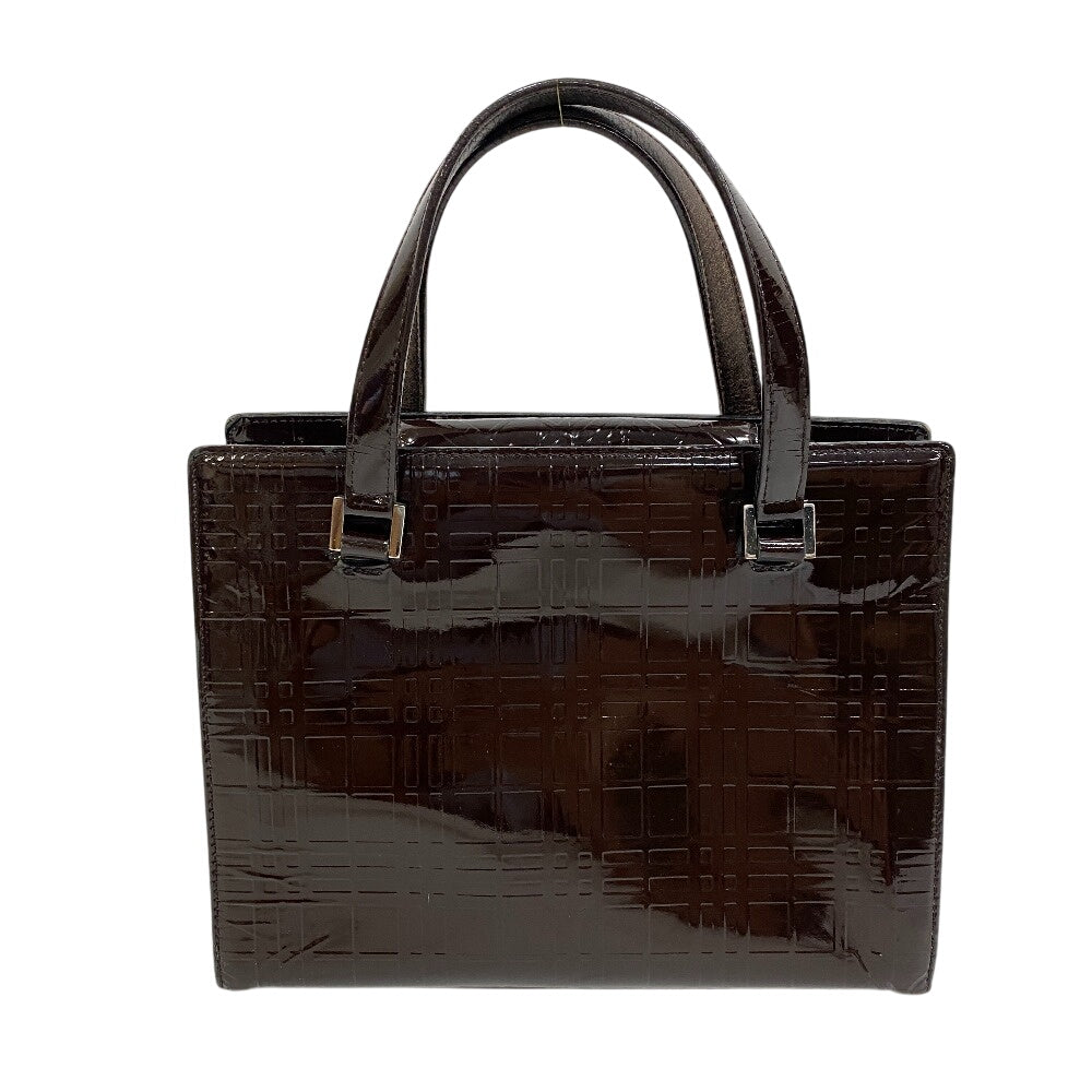 BURBERRY Handbag enamel Brown Embossed Check