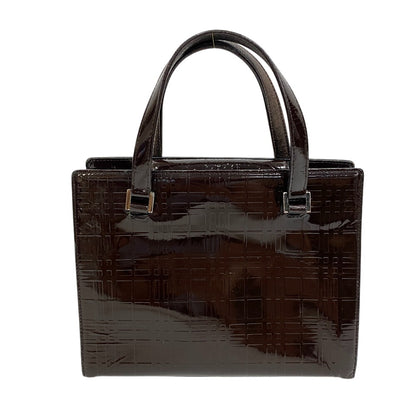 BURBERRY Handbag enamel Brown Embossed Check