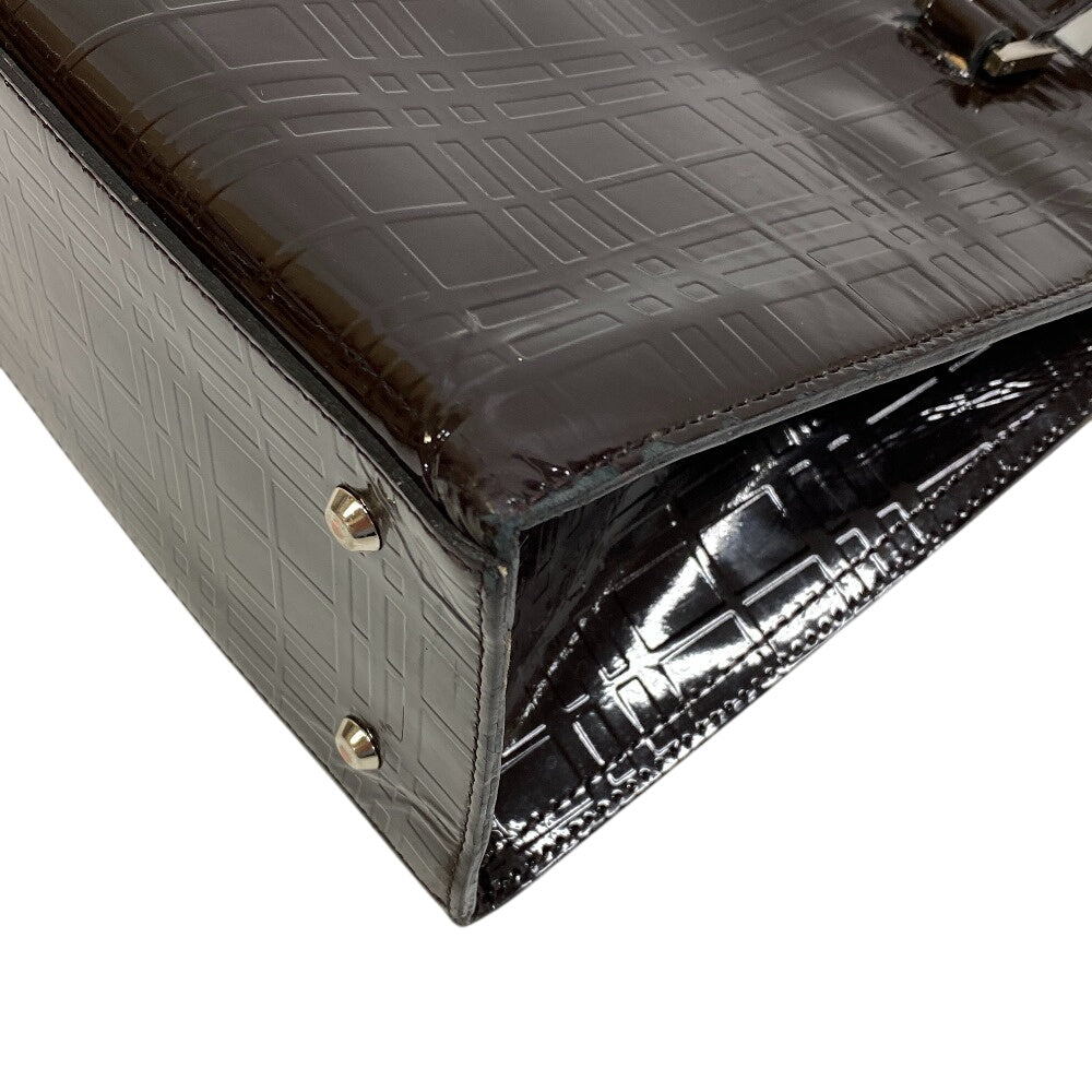 BURBERRY Handbag enamel Brown Embossed Check